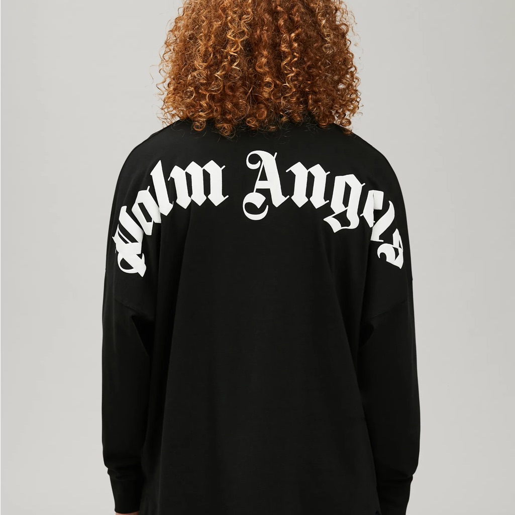 Palm Angels Black Crewneck With White Logo